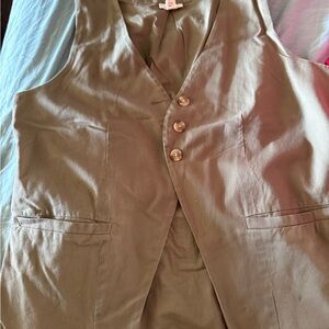a.n.a Khaki Buttoned Vest- size Large